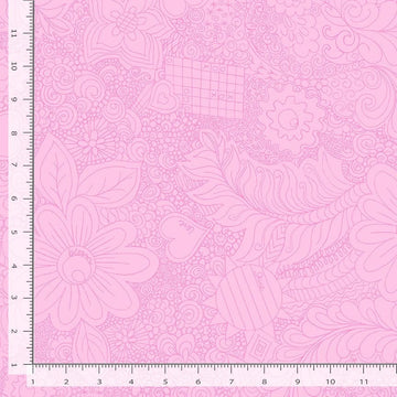 Doodle Floral Pink 108" Wide Quilt Backing Fabric