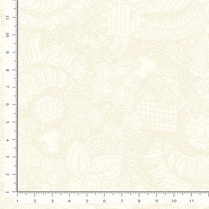Doodle Floral Cream 108" Wide Quilt Backing Fabric