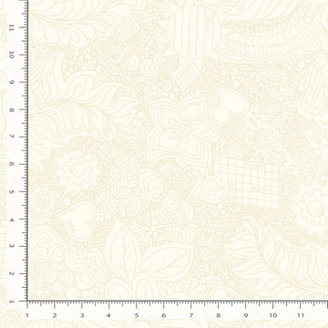 Doodle Floral Cream 108" Wide Quilt Backing Fabric