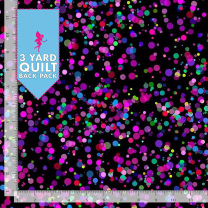 Electric Spots on Black 108" Wide Quilt Backing Fabric 3 Yard Quilt Fabric Back Pack