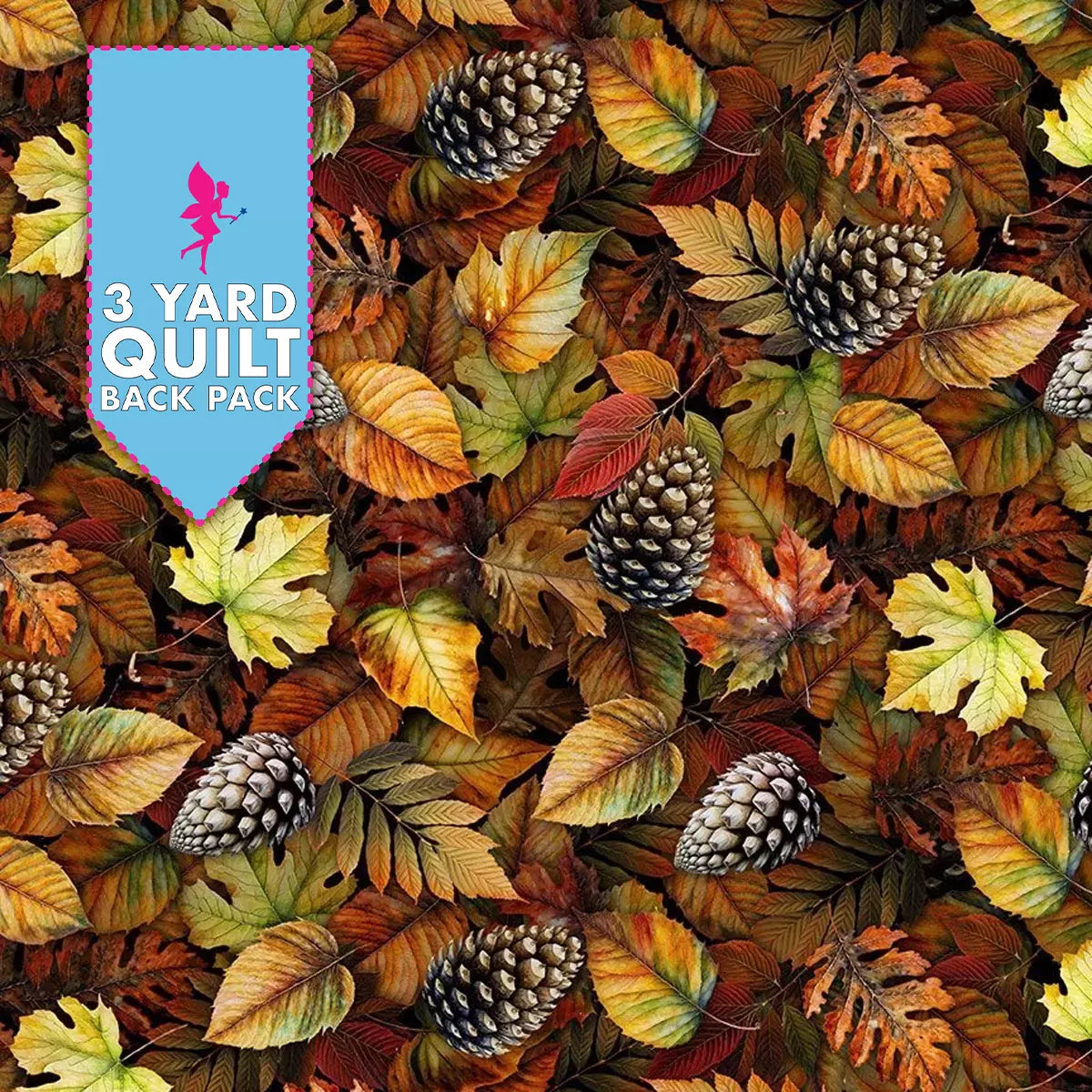 Autumn Packed Fall Leaves 108" Wide Quilt Backing Fabric 3 Yard Quilt Fabric Back Pack