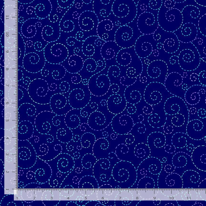 Swirl Pattern Blue 108" Wide Quilt Backing Fabric