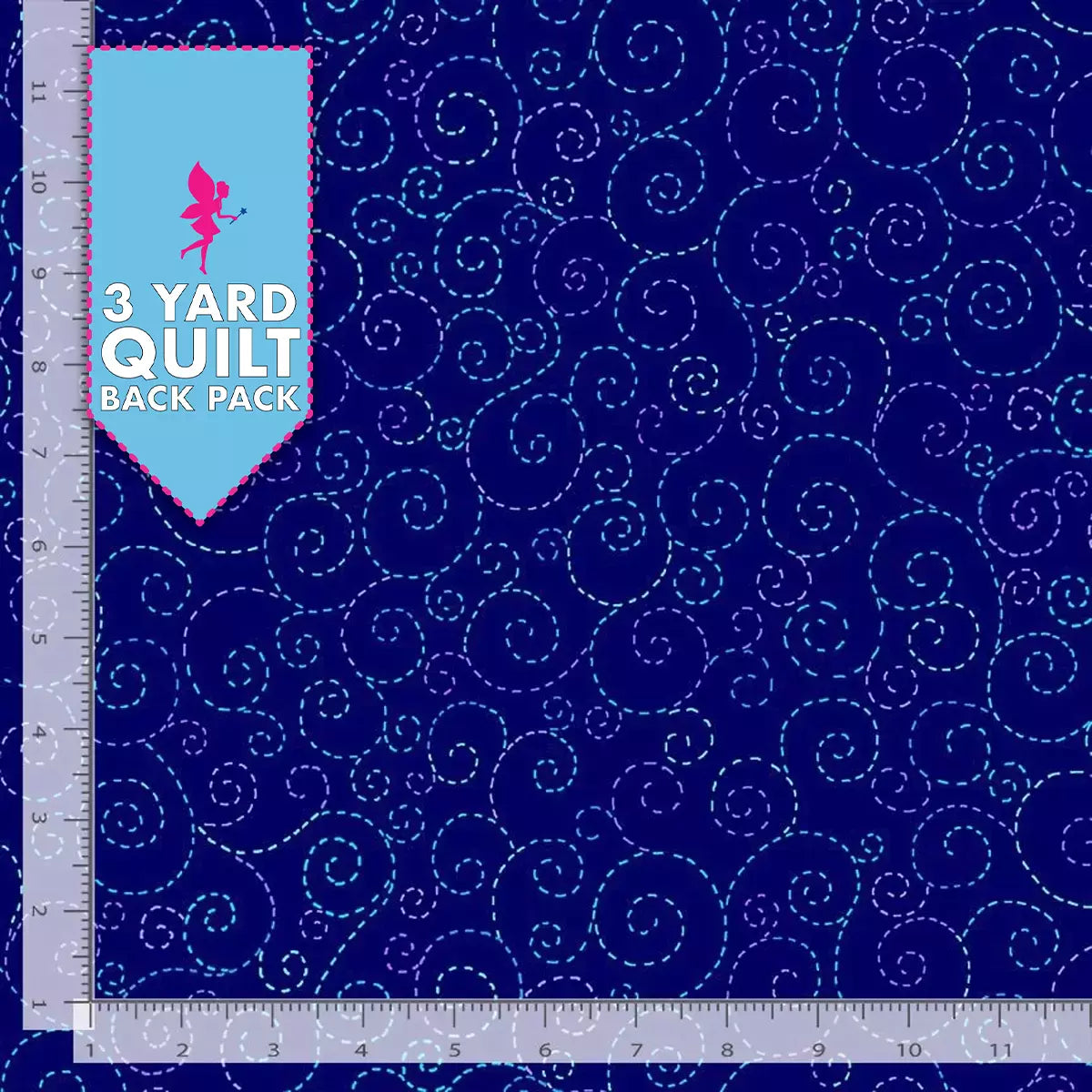 Swirl Blue 108" Wide Quilt Backing Fabric 3 Yard Quilt Fabric Back Pack