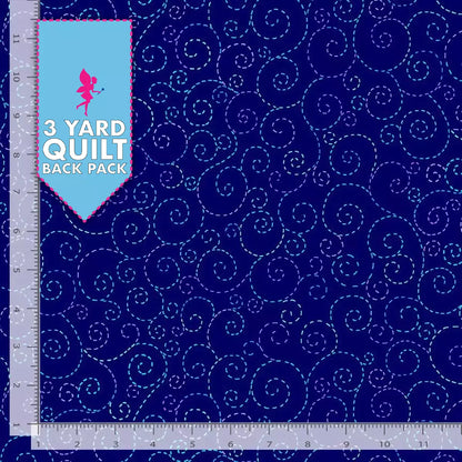 Swirl Blue 108" Wide Quilt Backing Fabric 3 Yard Quilt Fabric Back Pack