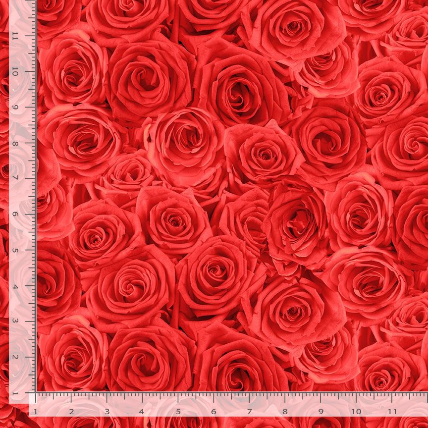 Bellerose Red Packed Roses 108" Wide Quilt Backing Fabric