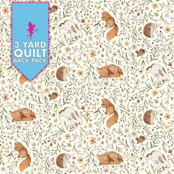 Animal Floral 108" Wide 3 Yard Quilt Fabric Back Pack