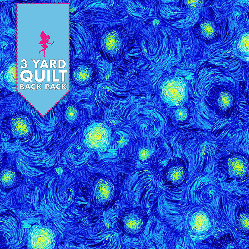 Starry Swirling Texture Sky 108" Wide 3 Yard Quilt Fabric Back Pack