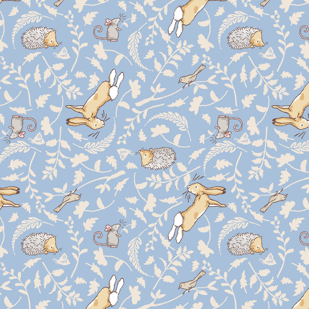 Guess How Much I Love You Denim Forest Friends Flannel Fabric Yardage