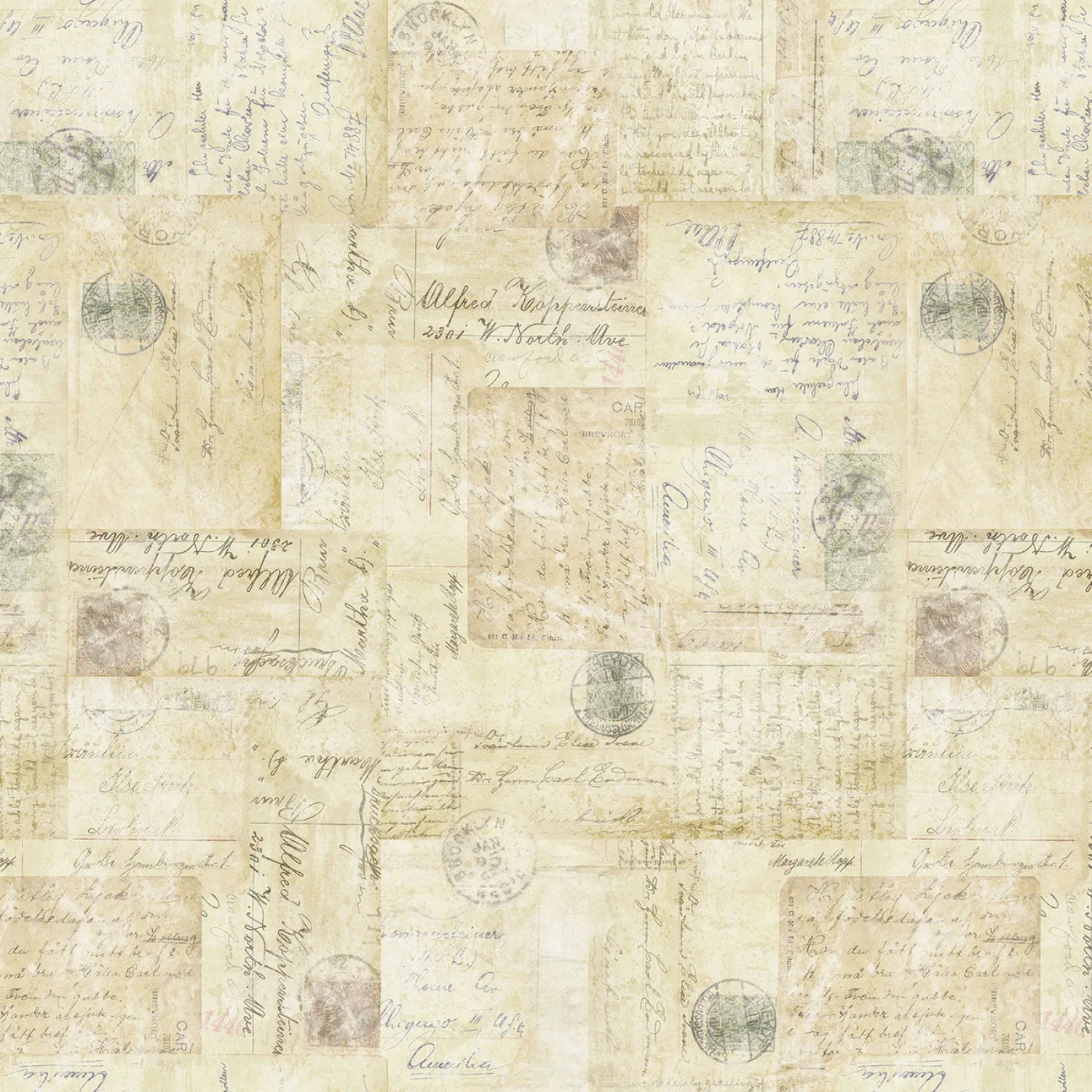 Dark Butter Digital Postcards Yardage