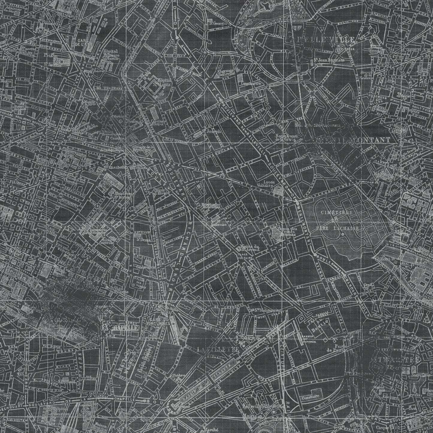Dark Gray Digital Streets Yardage