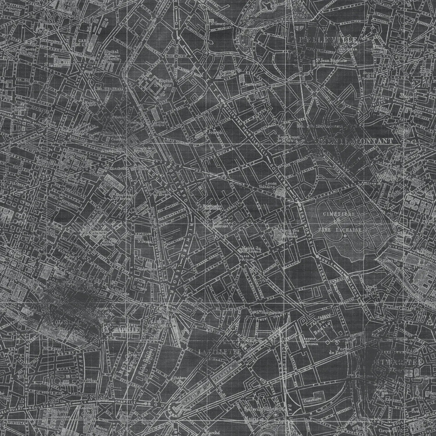 Dark Gray Digital Streets Yardage