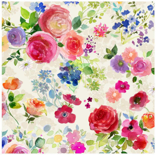 Fleur de Rose Light Cream Bouquets Fabric Yardage - quilt fabric for sewing and quilting projects