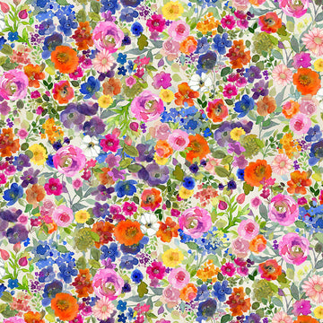 Fleur de Rose Multi Color Packed Floral Fabric Yardage - quilt fabric for sewing and quilting projects