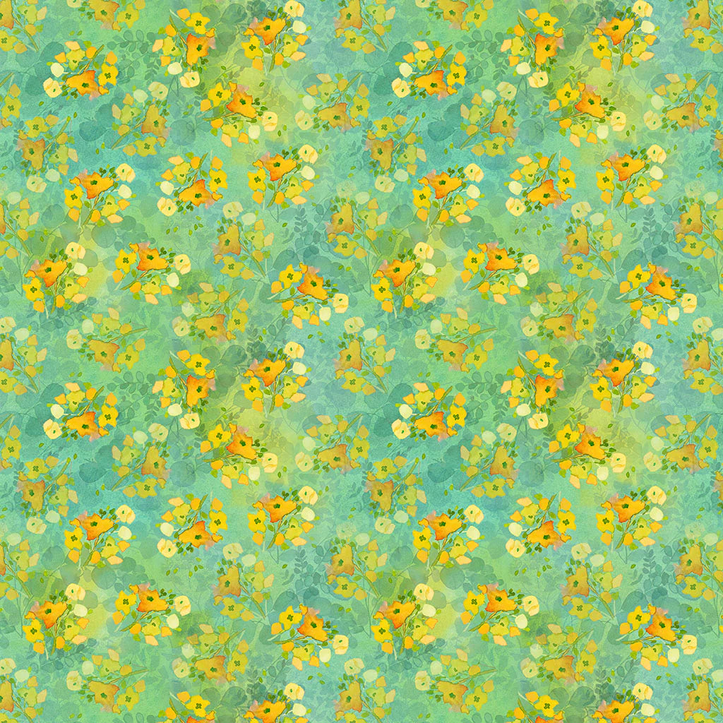 Fleur de Rose Mint Abstract Floral Fabric Yardage - quilt fabric for sewing and quilting projects