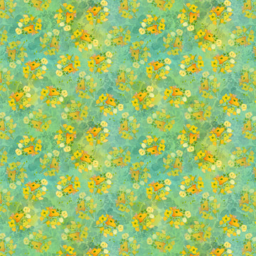 Fleur de Rose Mint Abstract Floral Fabric Yardage - quilt fabric for sewing and quilting projects