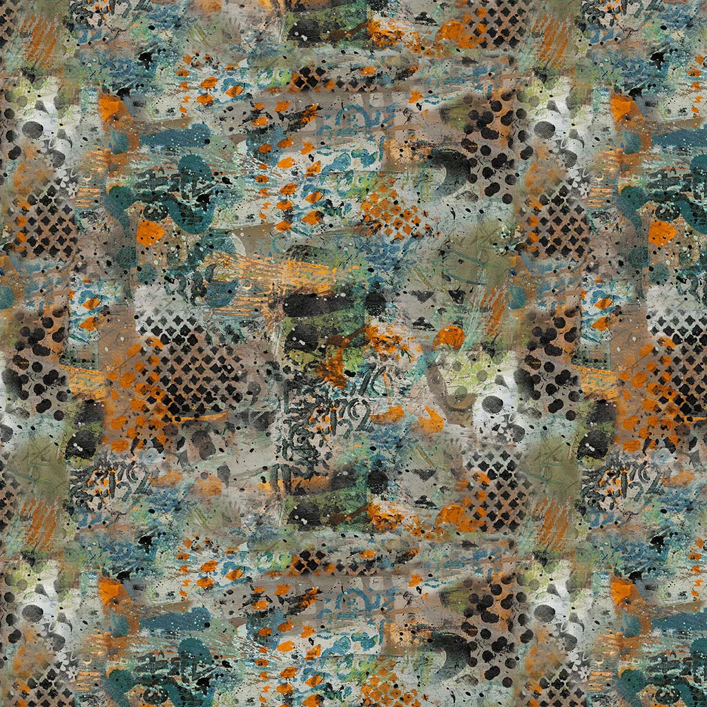 Emerald Hollow Multi Color Collage Fabric Yardage - quilt fabric for sewing and quilting projects