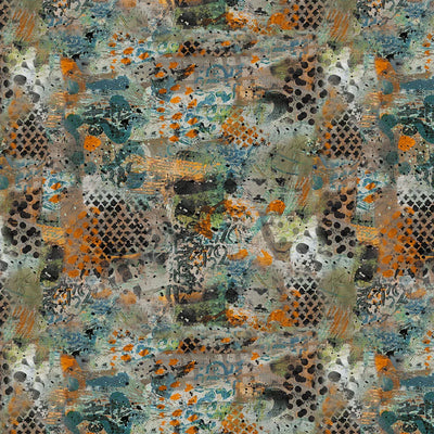 Emerald Hollow Multi Color Collage Fabric Yardage
