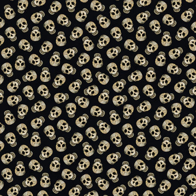 Emerald Hollow Black Skulls Fabric Yardage