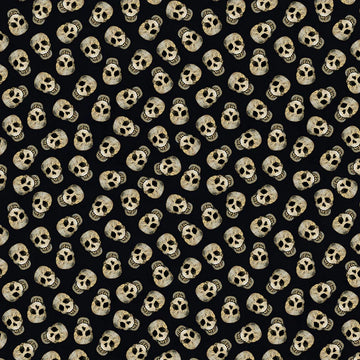 Emerald Hollow Black Skulls Fabric Yardage - quilt fabric for sewing and quilting projects