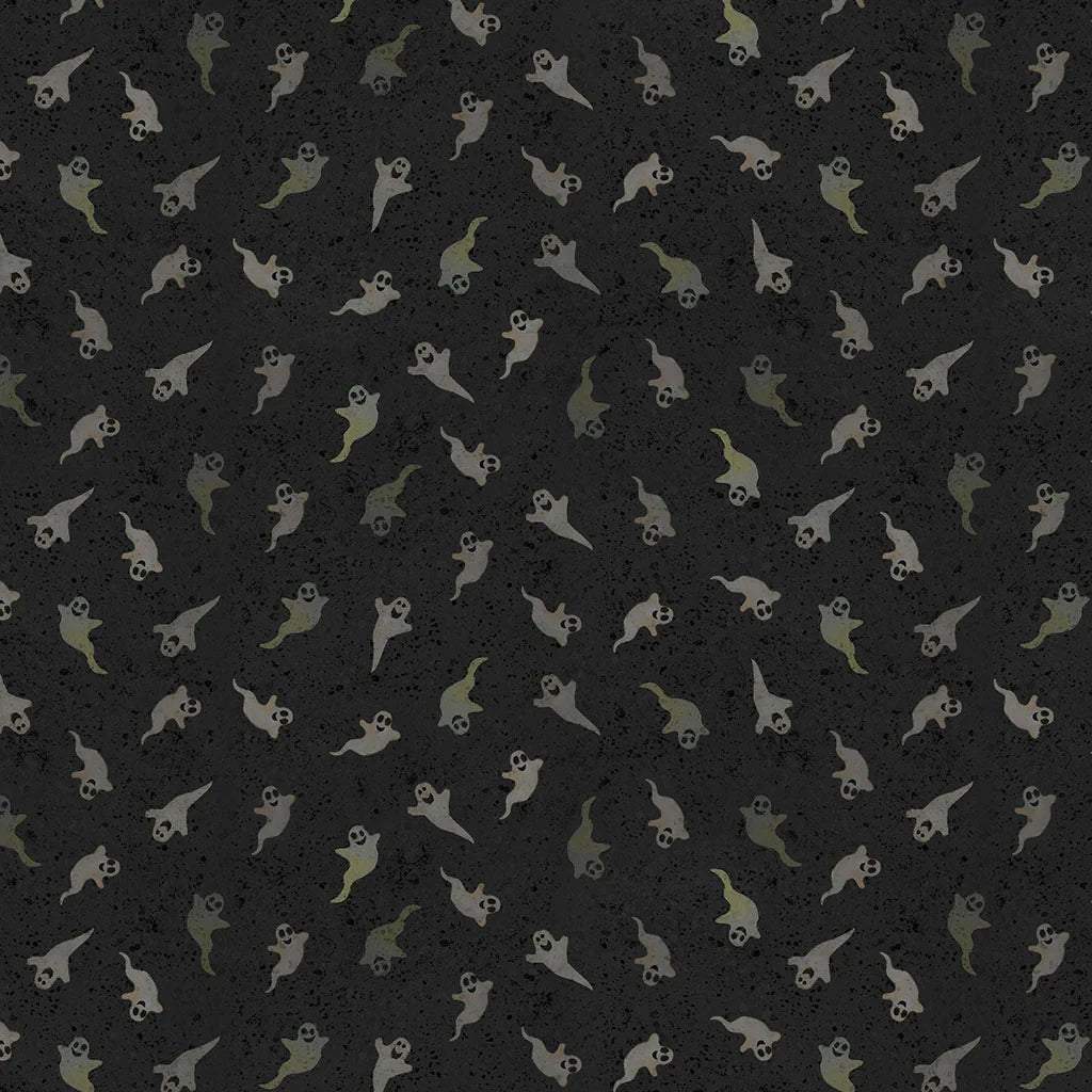 Emerald Hollow Black Ghosts Fabric Yardage - quilt fabric for sewing and quilting projects