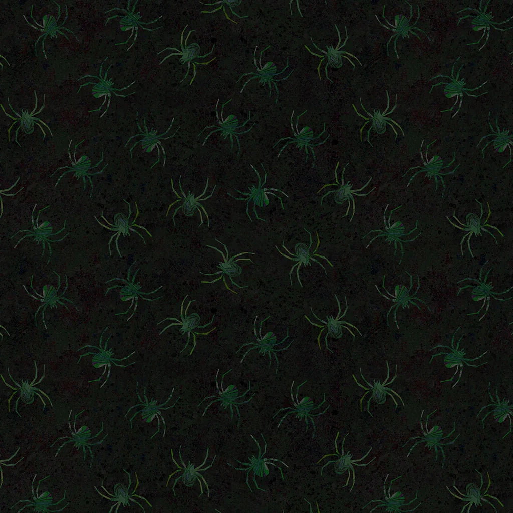 Emerald Hollow Emerald Spiders Fabric Yardage - quilt fabric for sewing and quilting projects