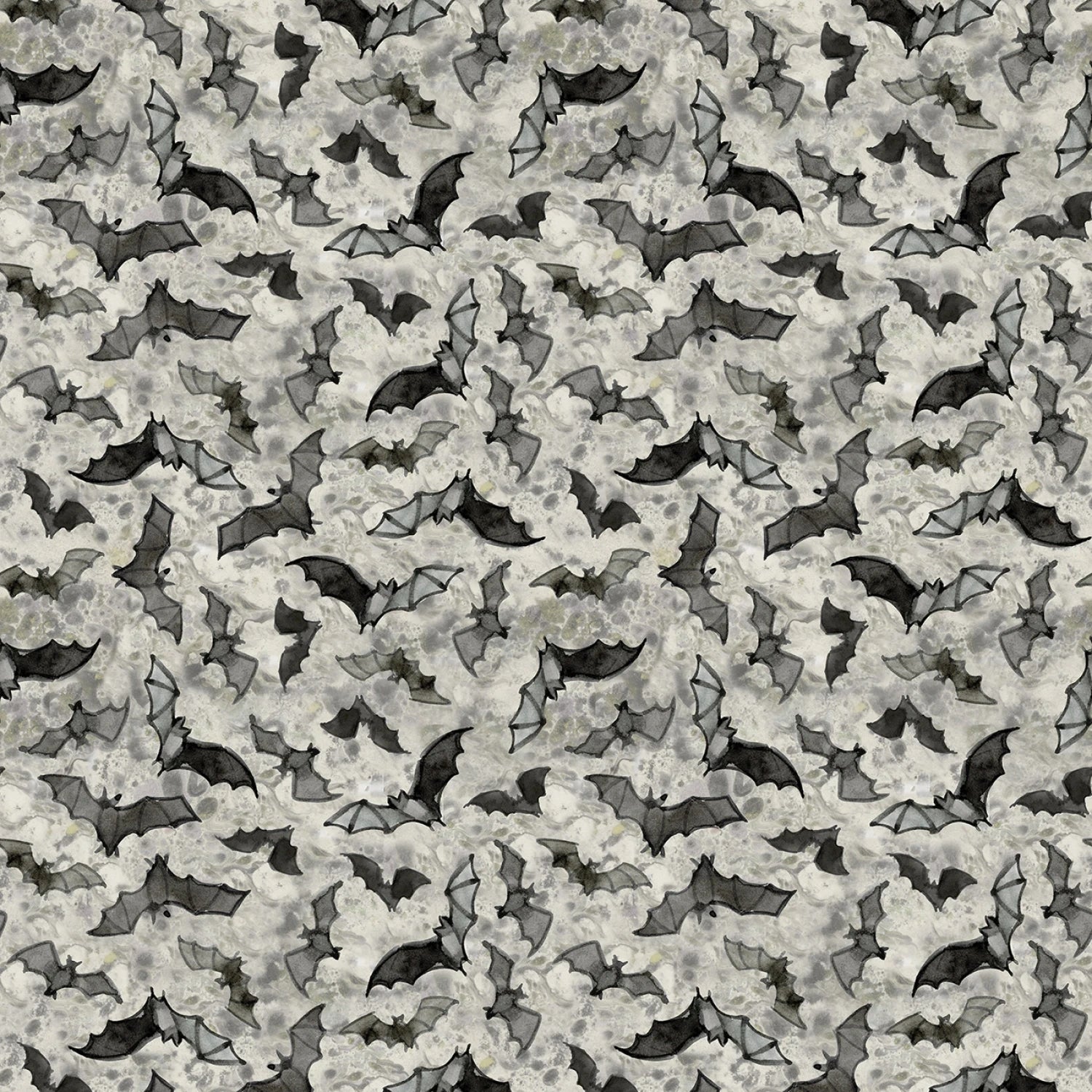 Emerald Hollow Mist Gray Bats Fabric Yardage - quilt fabric for sewing and quilting projects