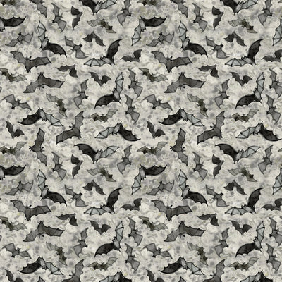 Emerald Hollow Mist Gray Bats Fabric Yardage