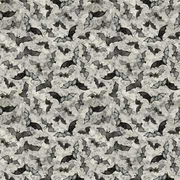 Emerald Hollow Mist Gray Bats Fabric Yardage - quilt fabric for sewing and quilting projects