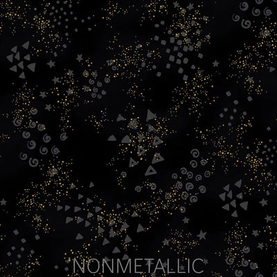 Glitter Dark Gray Gold Metallic 108" Wide Quilt Backing Fabric