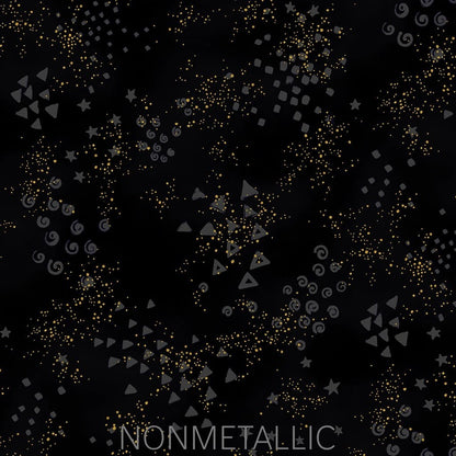 Glitter Dark Gray Gold Metallic 108 inch wide quilt backing fabric