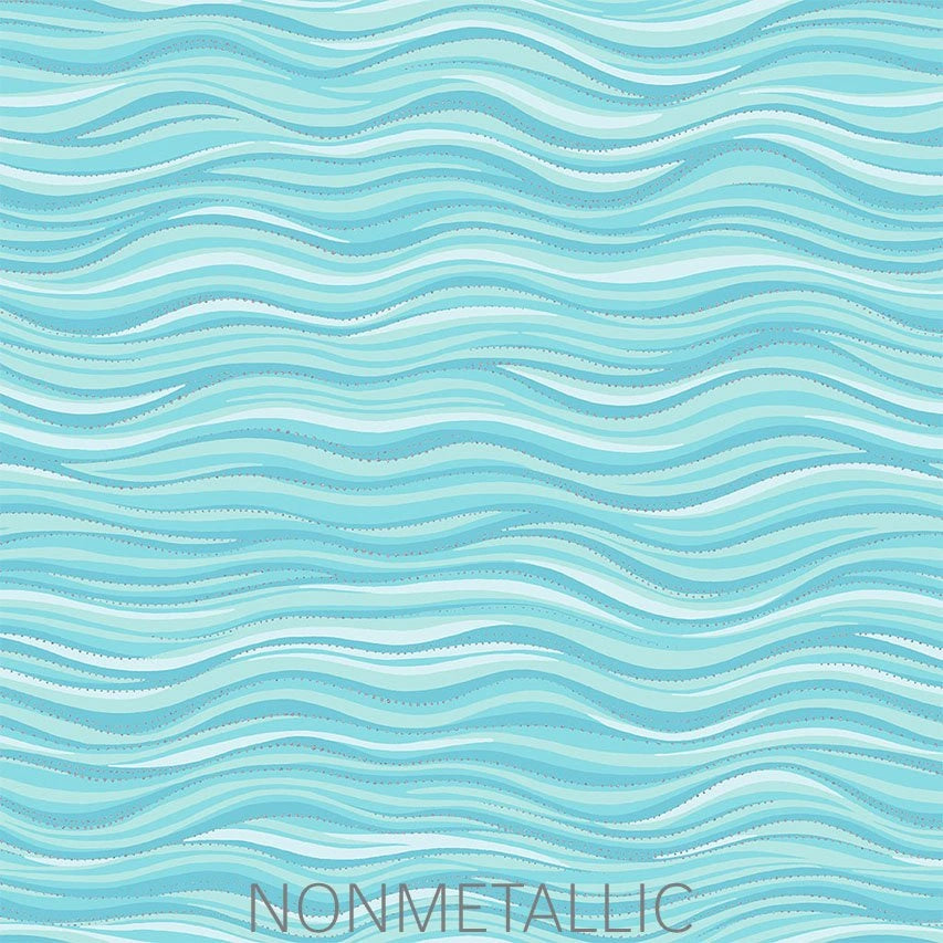 Wave Light Aqua Metallic 108 inch 3-yard quilt fabric back pack