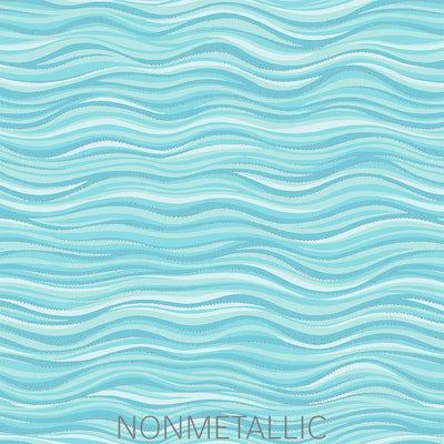 Wave Light Aqua Metallic 108" Wide 3 Yard Quilt Fabric Back Pack