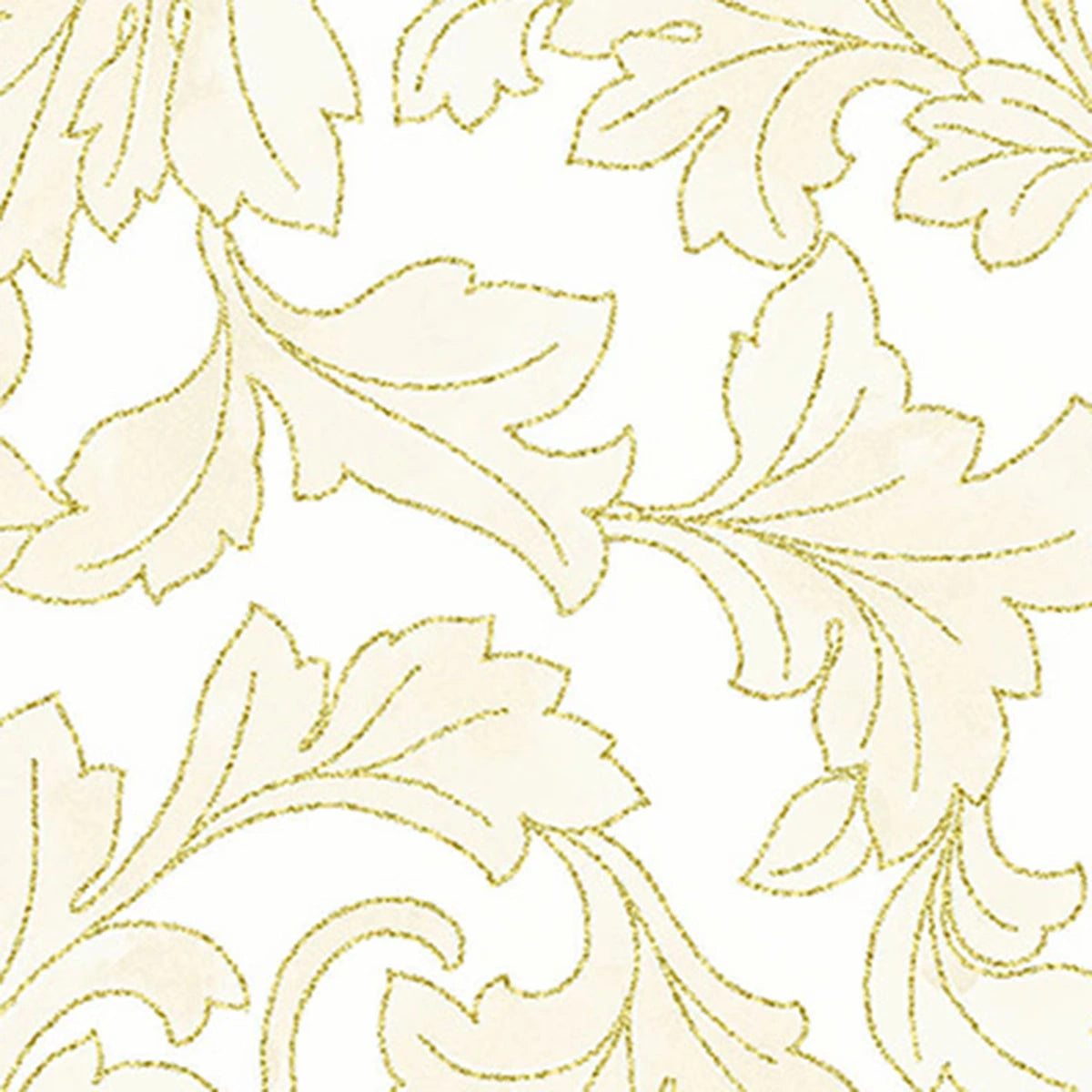 Christmas Wish Natural Gold Leaves Fabric Yardage - quilt fabric for sewing and quilting projects