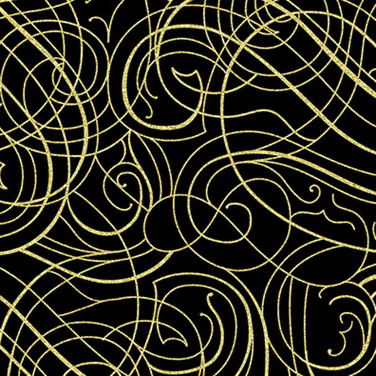 Christmas Wish Black Gold Scroll Fabric Yardage - quilt fabric for sewing and quilting projects