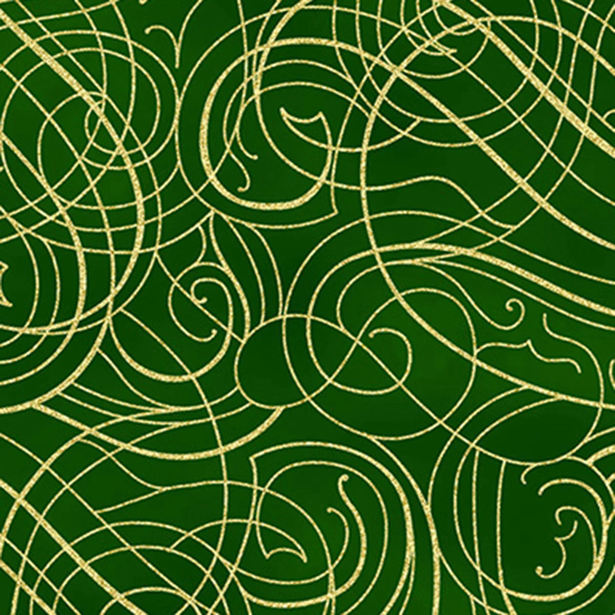 Christmas Wish Hunter Gold Scroll Fabric Yardage - quilt fabric for sewing and quilting projects
