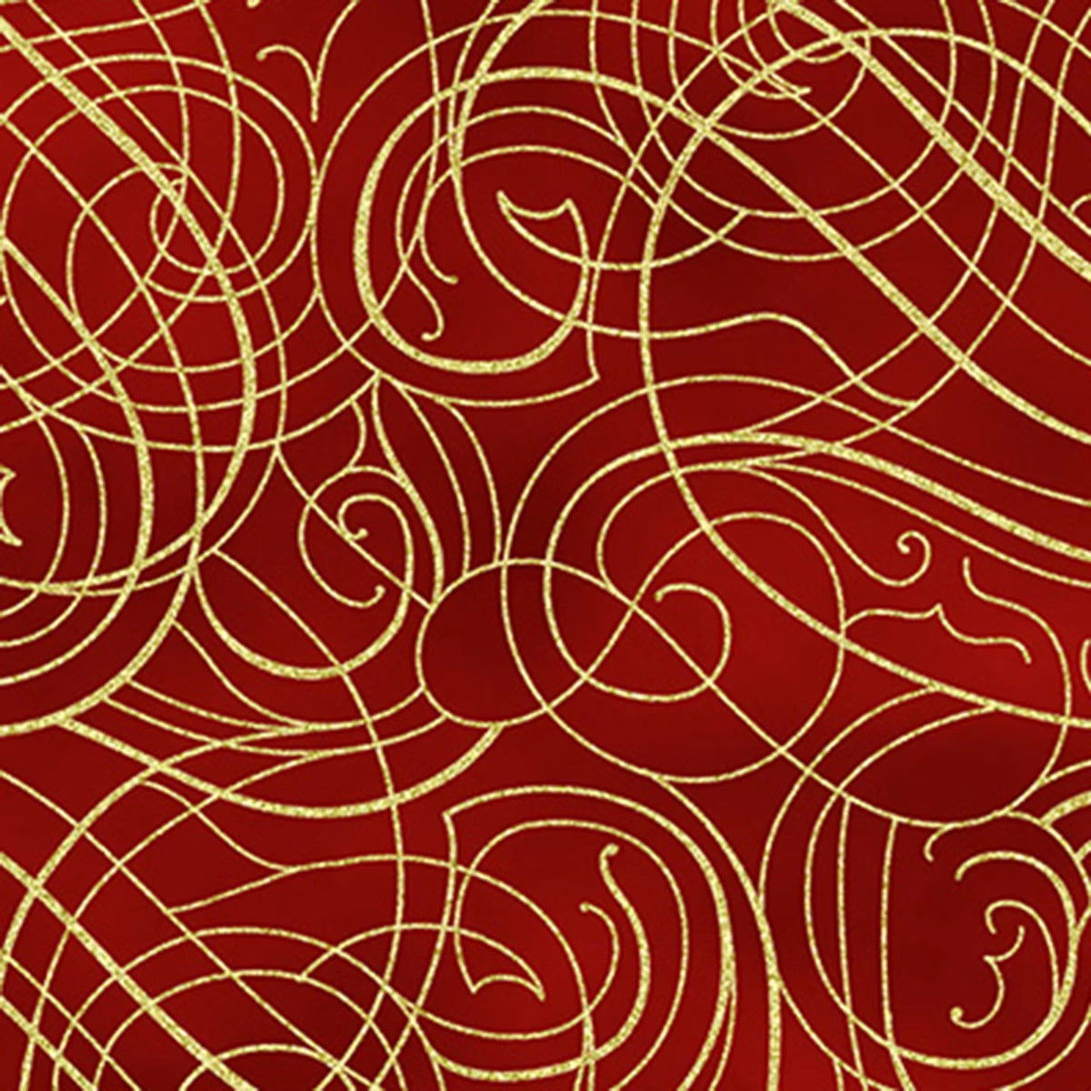 Christmas Wish Scarlet Gold Scroll Fabric Yardage - quilt fabric for sewing and quilting projects