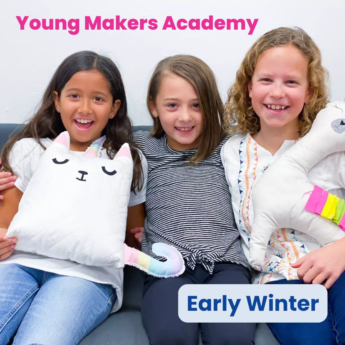 Young Makers Academy Early Winter kids sewing class promotional image at Quilted Joy