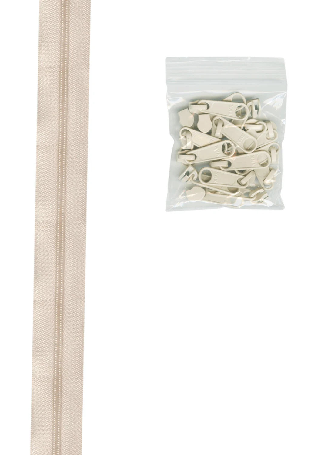 4 yards of 16mm #4.5 zipper chain and 16 Extra-Large Ivory