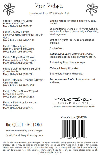 Zoe Zebra Quilt Pattern