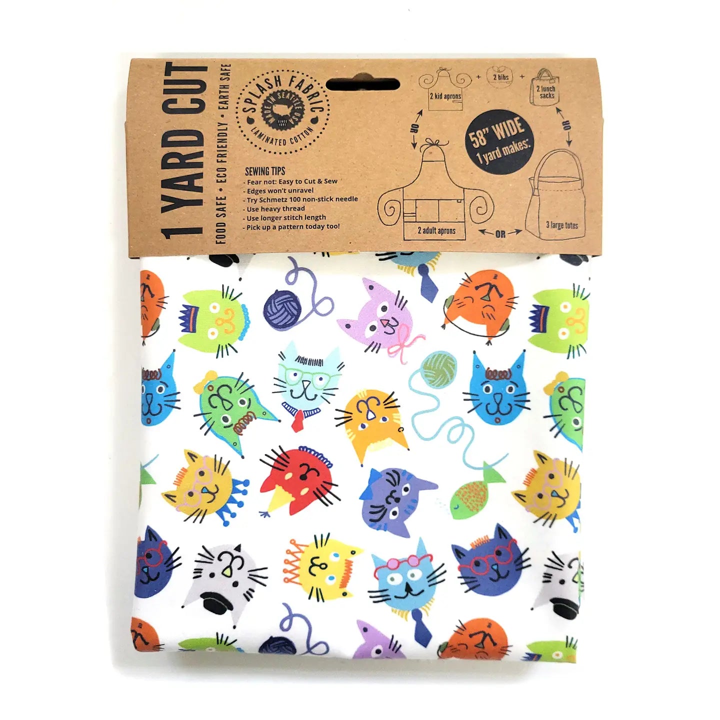 Laminated Cotton, Cool Cats, 1 yard Precut