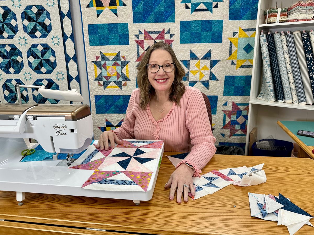 Angela Huffman at a Quilted Joy quilting event