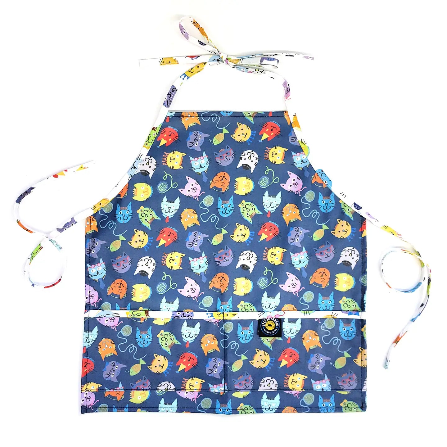 Colorful apron with animal pattern on a white background