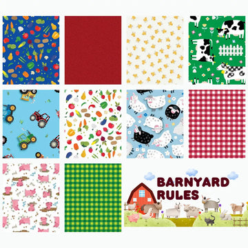 Barnyard Rules One Yard Bundle - coordinating quilt fabric bundle