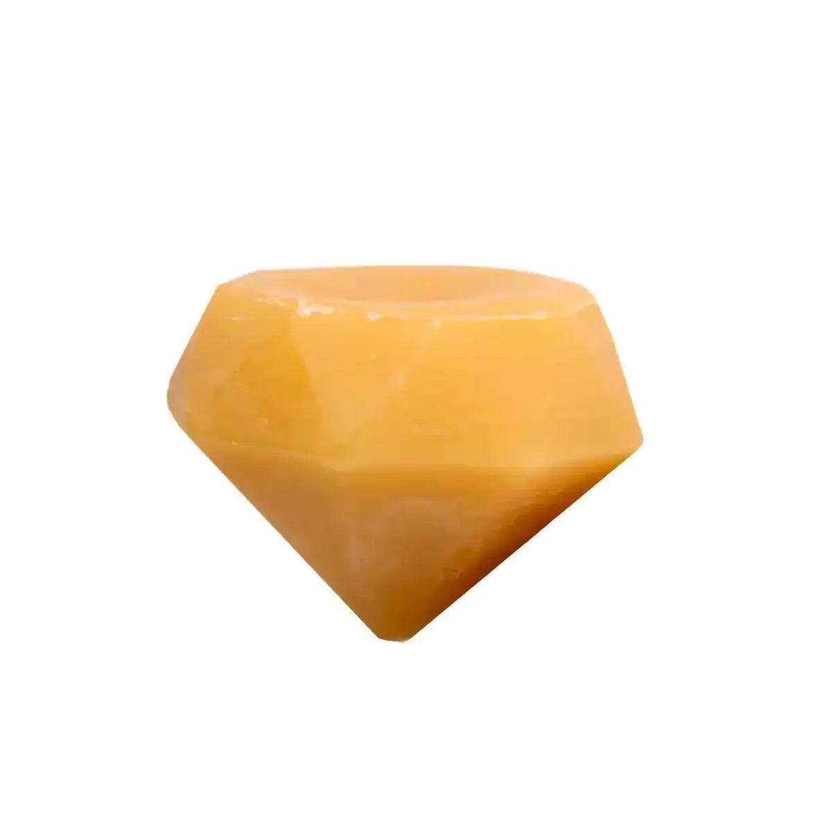 A yellow, faceted, diamond-shaped Thread Gem 100% Beeswax Thread Conditioner by United Notions is centered on a white background.