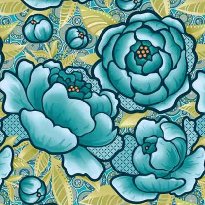 Bloom Teal 108" Wide Quilt Backing Fabric