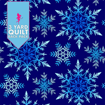 Crystal Frost Snowflakes Blue 108" Wide 3 Yard Quilt Backing Fabric