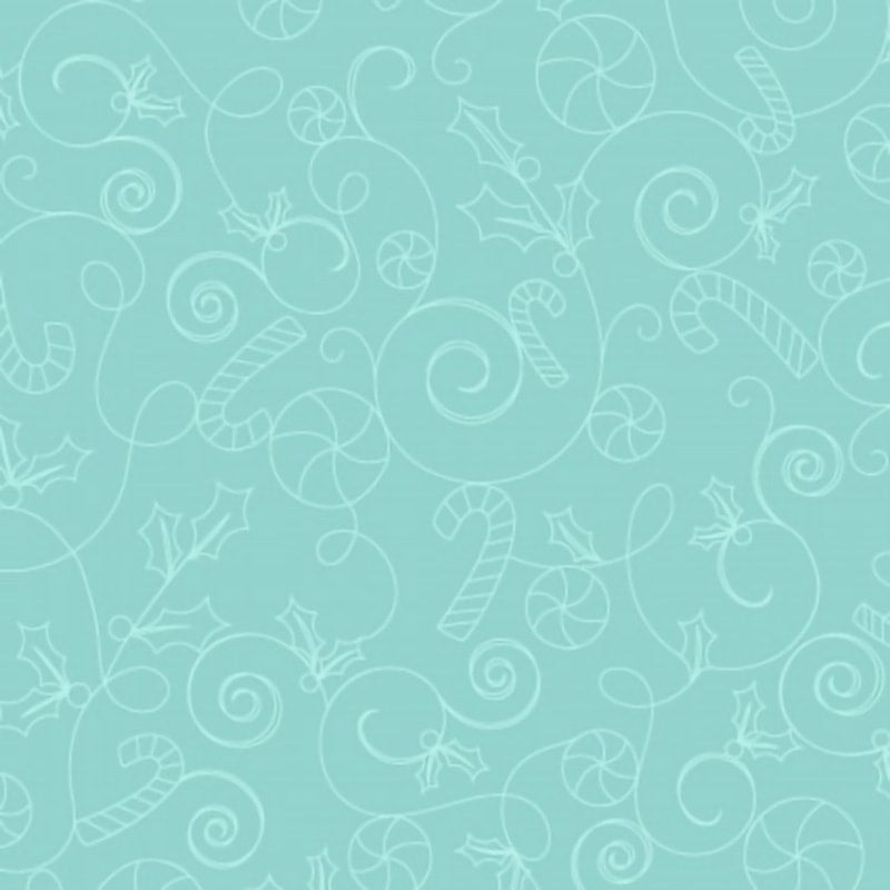 Kimberbell Candy Scroll Teal Fabric Yardage