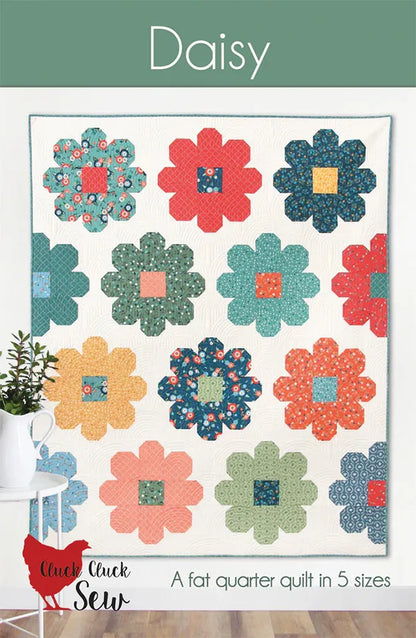 Daisy Quilt Pattern front cover - fat quarter friendly quilt pattern with 18.5 inch blocks