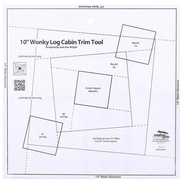 Creative Grids Quilt Ruler 10in Wonky Log Cabin Trim Tool - quilting ruler for precision cutting