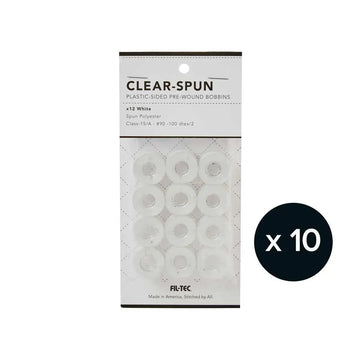 Clear Spun - 1 Bag of 12 Bobbins - Class 15/A #90 White